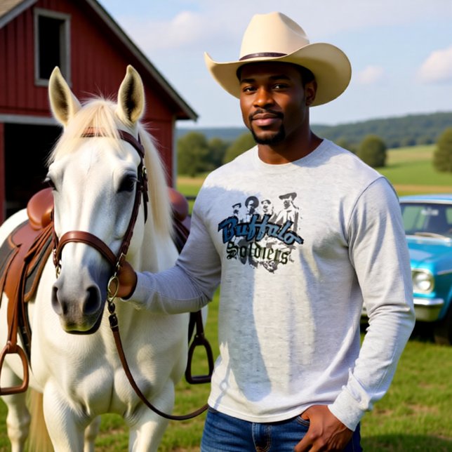 Camiseta Buffalo Soldiers Tshirt Design Cinza Blue (Criador carregado)