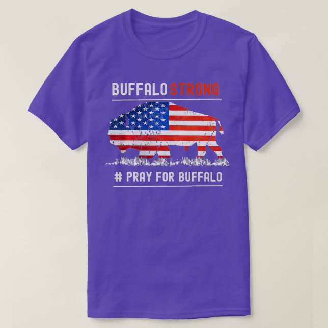 Camiseta Buffalo Strong Pray For Buffalo American flag (2) (Frente do Design)