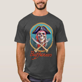 Camiseta Buffaneers Pirata o Crânio no Círculo Teal com Bra