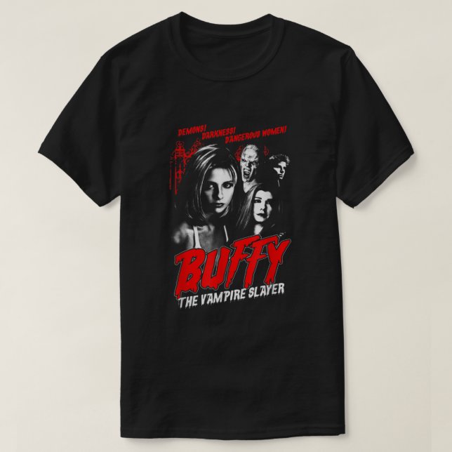 Camiseta Buffy, Vampiro, Vintage Horror Poster (Frente do Design)