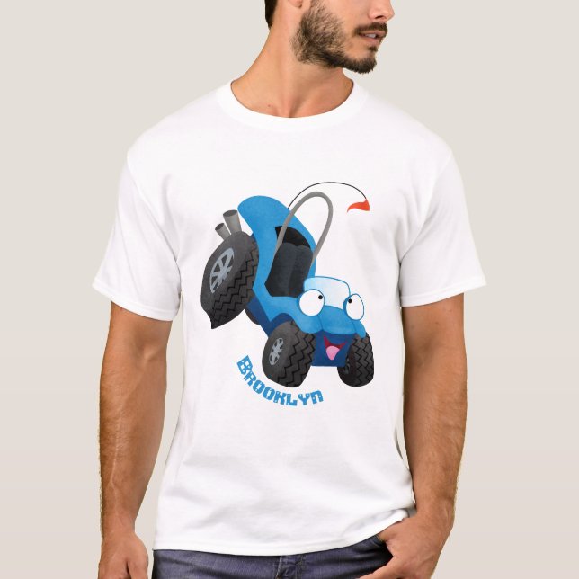 Camiseta Buggy duna em forma de cartoon de veículos rodoviá (Frente)
