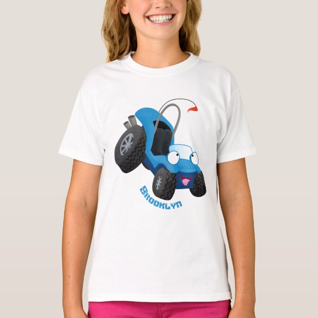 Camiseta Buggy duna em forma de cartoon de veículos rodoviá (Frente)