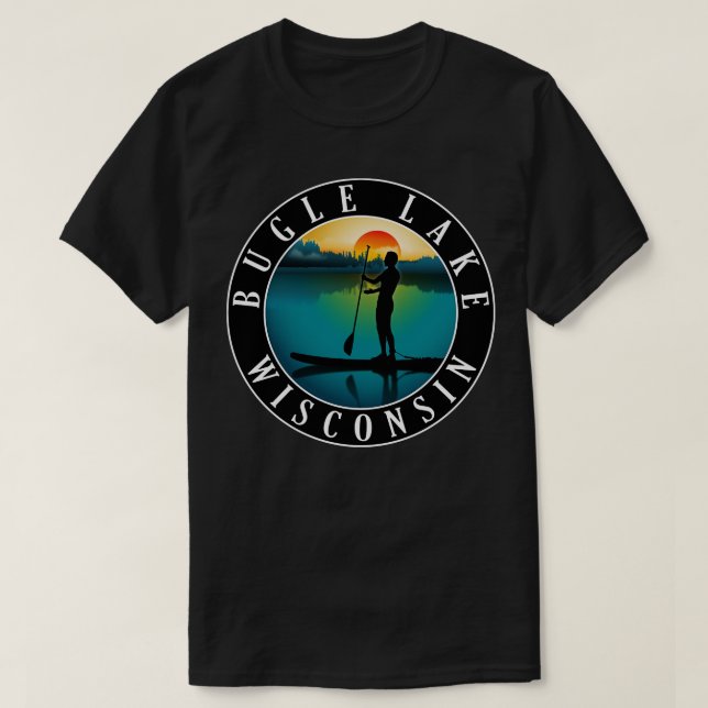 Camiseta Bugle Lake Wisconsin Paddleboard (Frente do Design)