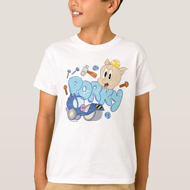 Camiseta BUGS BUNNY BUILDERS™| Arte do Esboço do Porky (Frente)