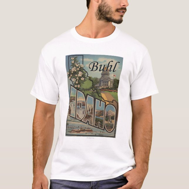 Camiseta Buhl, letra ScenesBuhl de IdahoLarge, (Frente)