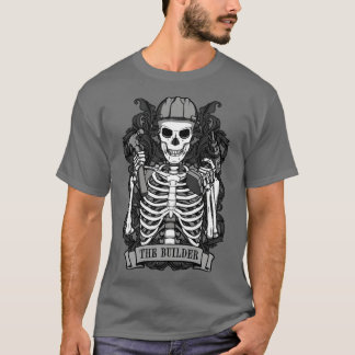 Camiseta Builder Skeleton Vintage Tarot Card DIY Handyman M