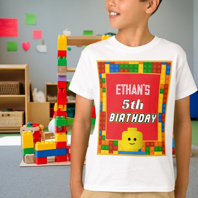 Camiseta Building Blocks Birthday Kids Fun Colorful (Criador carregado)