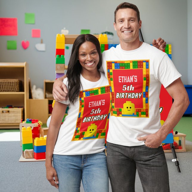 Camiseta Building Blocks Parent Birthday Fun Matching Party (Criador carregado)