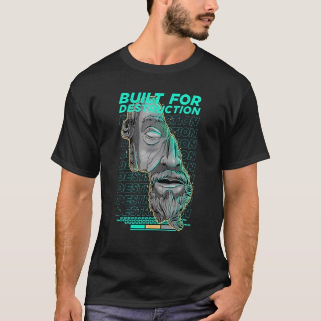 Camiseta Built for Destruction Vaporwave Greek Sculpture St (Frente)