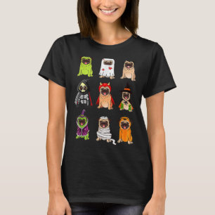 Camiseta Buldlog Fofo Feliz Halloween Cães Pug
