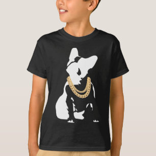 Camiseta Buldogue com Colar Dourado