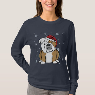 Camiseta Buldogue do inglês de Kawaii do Natal