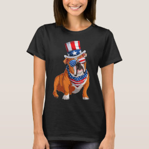 Camiseta Buldogue Dog 4 de julho Bandeira Americana