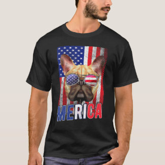 Camiseta Buldogue Em 4 De Julho Meninos Miúdos Óculos De So