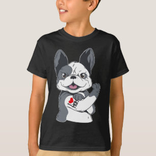 Camiseta Buldogue Engraçado Eu Amo A Mãe Tatuagem
