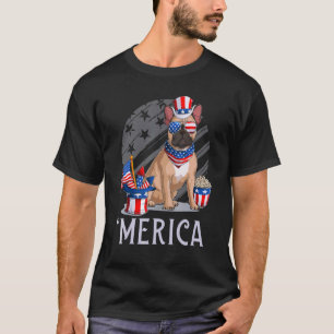Camiseta Buldogue Francês 4 De Julho Merica Tio Sam Usa