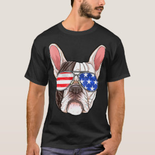 Camiseta Buldogue Francês Americano Óculos De Sol 4 De Julh