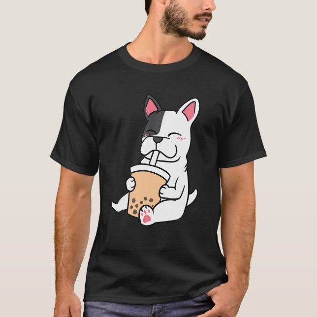 Camiseta Buldogue Francês Boba Milk Tea Bubble Tea Lover JT (Frente)