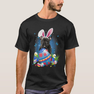 Camiseta Buldogue Francês Coelho Com Flor De Páscoa De Ce