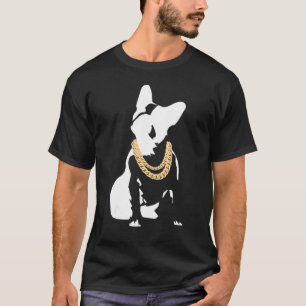 Camiseta Buldogue Francês Com Dourado Necklace Frenchie