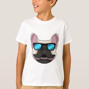 Camiseta Buldogue francês com óculos escuros