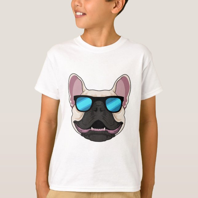 Camiseta Buldogue francês com óculos escuros (Frente)