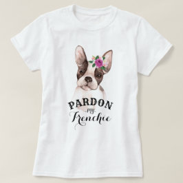 Camiseta Buldogue francês com t-shirt das flores