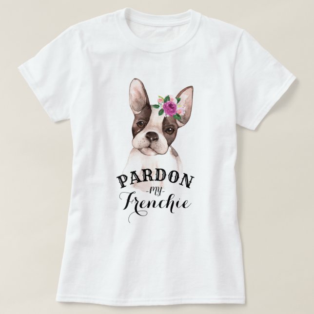 Camiseta Buldogue francês com t-shirt das flores (Frente do Design)
