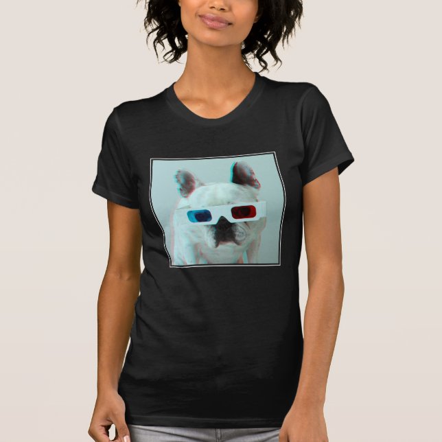 Camiseta Buldogue francês com vidros 3D (Frente)