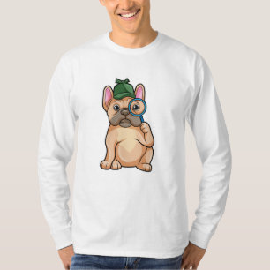 Camiseta Buldogue francês como Detetive com Lâmpada