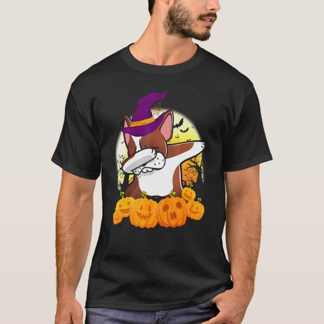 Camiseta Buldogue Francês Dabbing Halloween Figurume Para H (Frente)