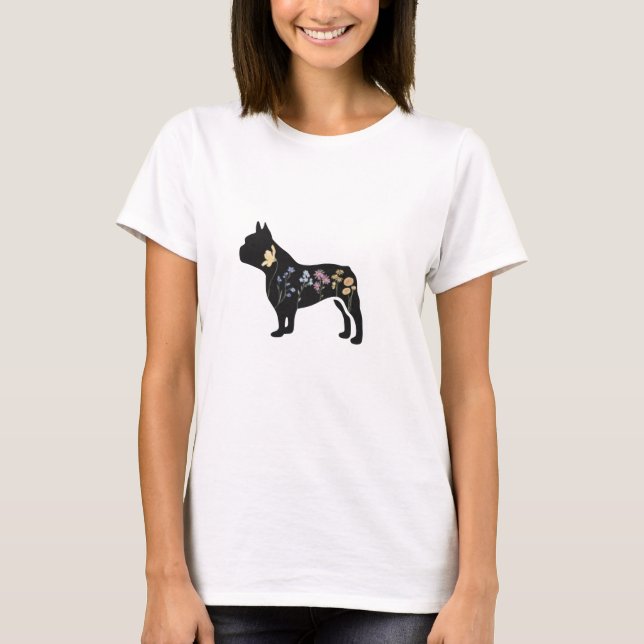 Camiseta Buldogue Francês de Flor Selvagem (Frente)