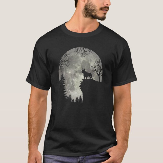 Camiseta Buldogue Francês E Halloween Da Lua (Frente)