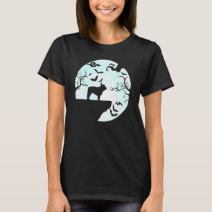 Camiseta Buldogue Francês E Lua Halloween O Buldogue Francê