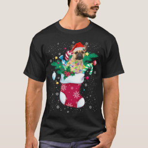Camiseta Buldogue Francês Em Sock Feliz Natal Pajama Sant