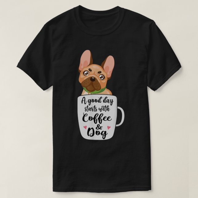 Camiseta Buldogue francês em uma cafeteria mãe (Frente do Design)