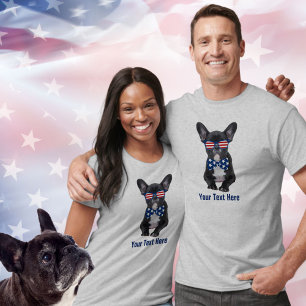 Camiseta Buldogue francês engraçado 4o julho EUA feito so