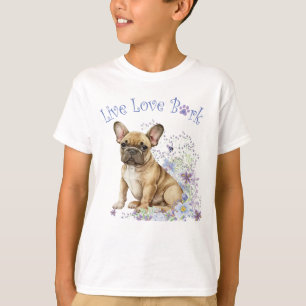 Camiseta Buldogue Francês Floral Fofo
