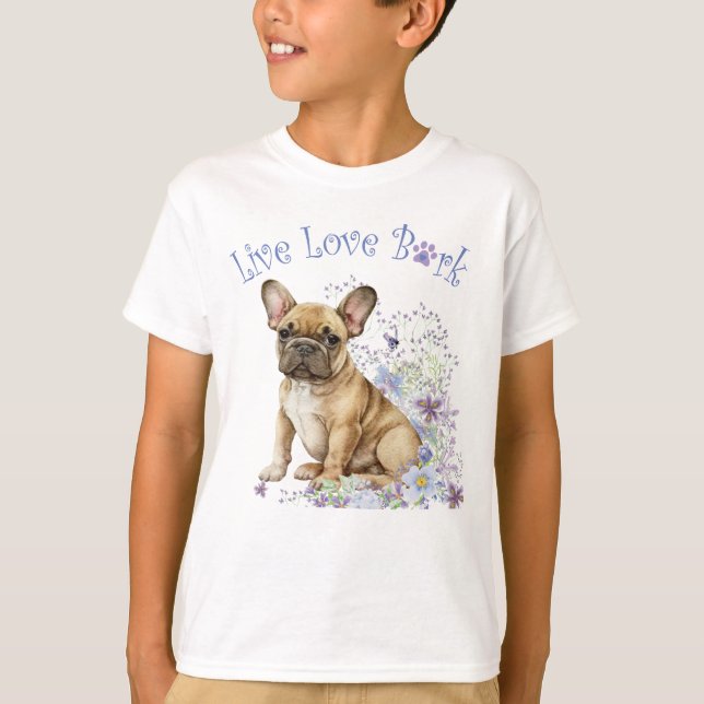 Camiseta Buldogue Francês Floral Fofo (Frente)