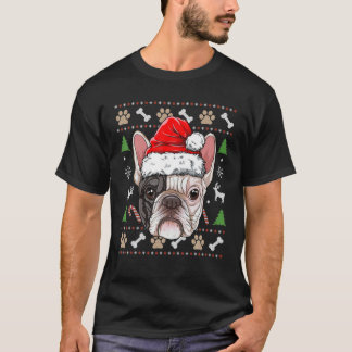 Camiseta Buldogue Francês Natal Feio Santa Hat Xmas Cão B