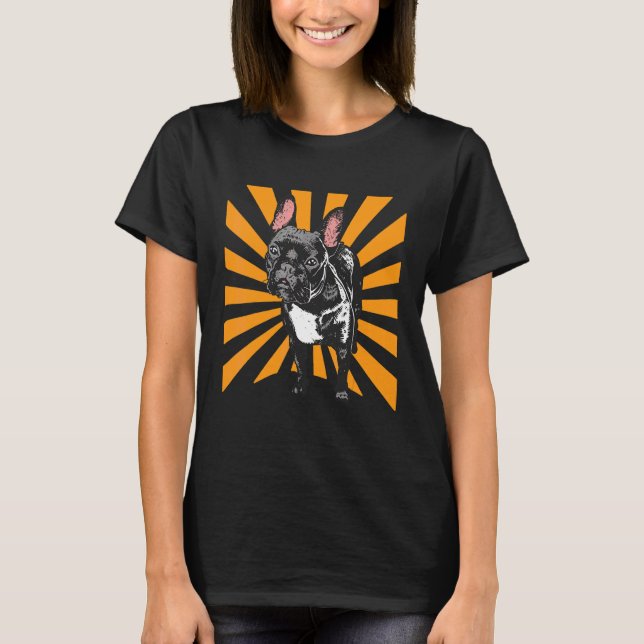 Camiseta Buldogue Francês Negro Realista (Frente)