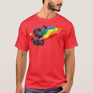 Camiseta Buldogue francês no LGBTQIA+ Orgulho Bandeira Arco