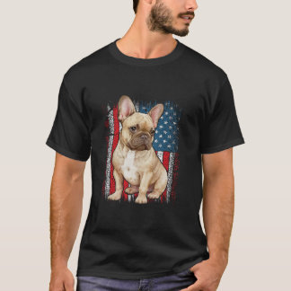 Camiseta Buldogue francês Patriótico AMERICAN FLAG 4 de jul