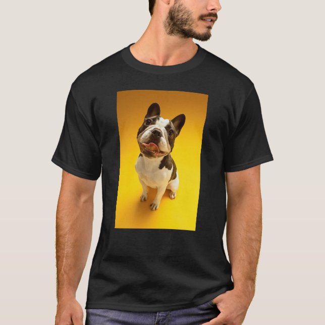 Camiseta Buldogue francês que olha acima (Frente)