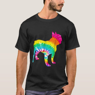 Camiseta Buldogue francês Rainbow Trippy Hippie Tie Dye