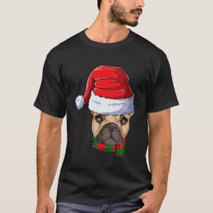 Camiseta Buldogue francês Santa Claus Roupa Natal Cão K