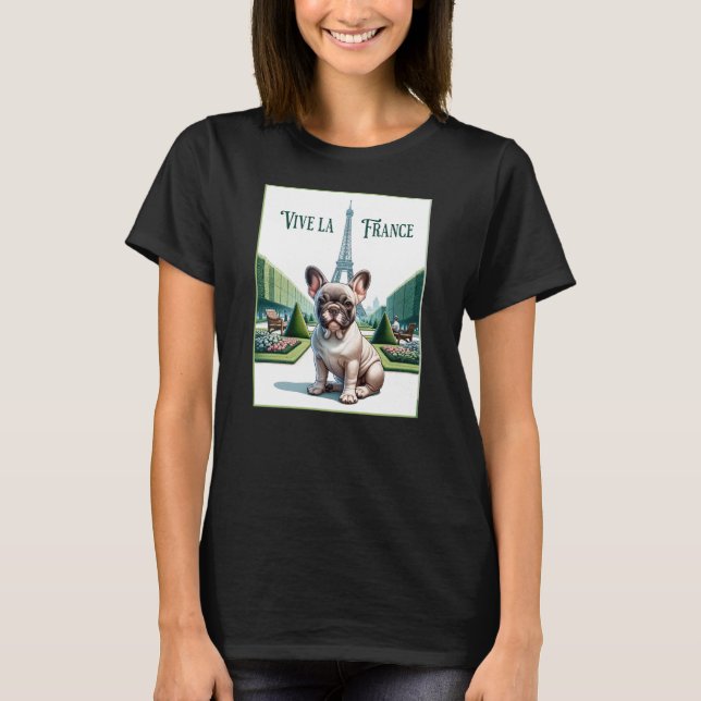 Camiseta Buldogue francês Vive la France (Frente)