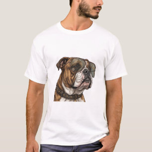 Camiseta Buldogue Inglês Legal de Óculos de Aviador