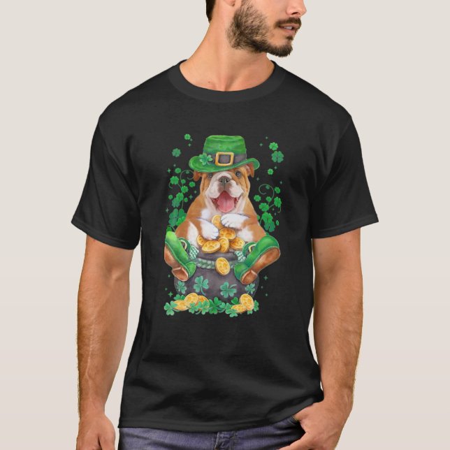 Camiseta Buldogue Irish Dog Hate Calçados Clover Shamrock R (Frente)