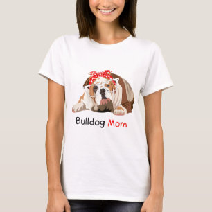 Camiseta Buldogue Mãe Cachorro Bandana Pet Lover Gift Mulhe
